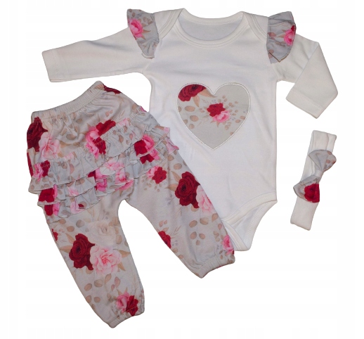 

Spodnie Baggy+body Dł.rękaw+opaska Z Kokardą 6-9M