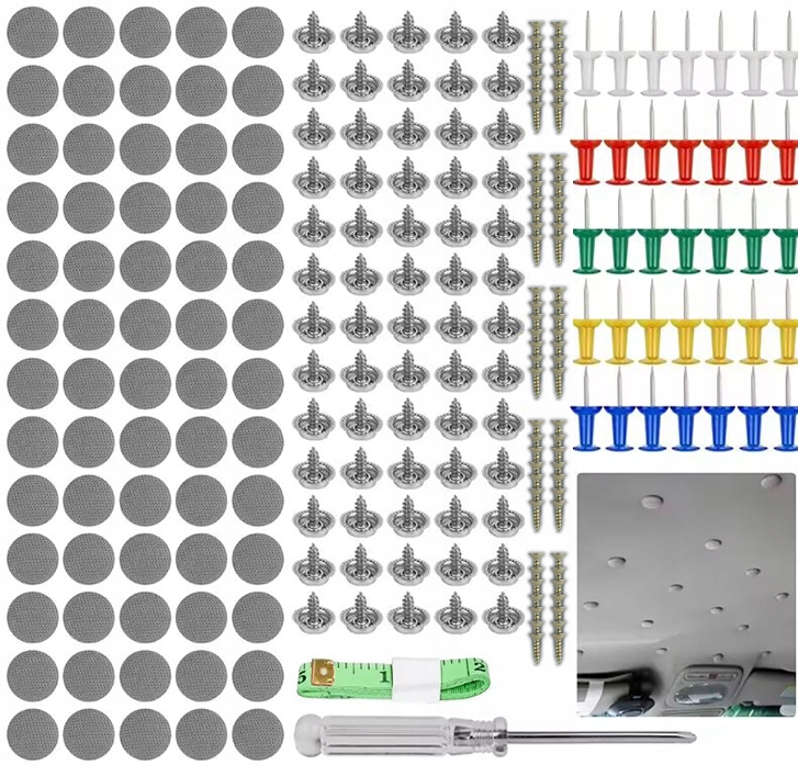 ULEPSZONY ZESTAW NAPRAWCZY DO PODSUFITKI SAMOCHODOWEJ 70 el. + ŚRUBOKRĘT
