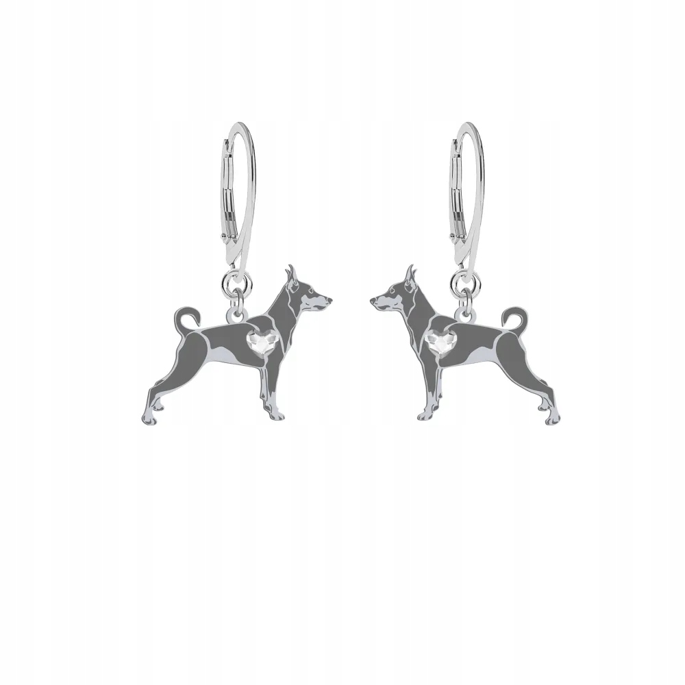 Stříbrné Náušnice s miniaturním pinčem 925 Šperky Žena Gravírování Bonus