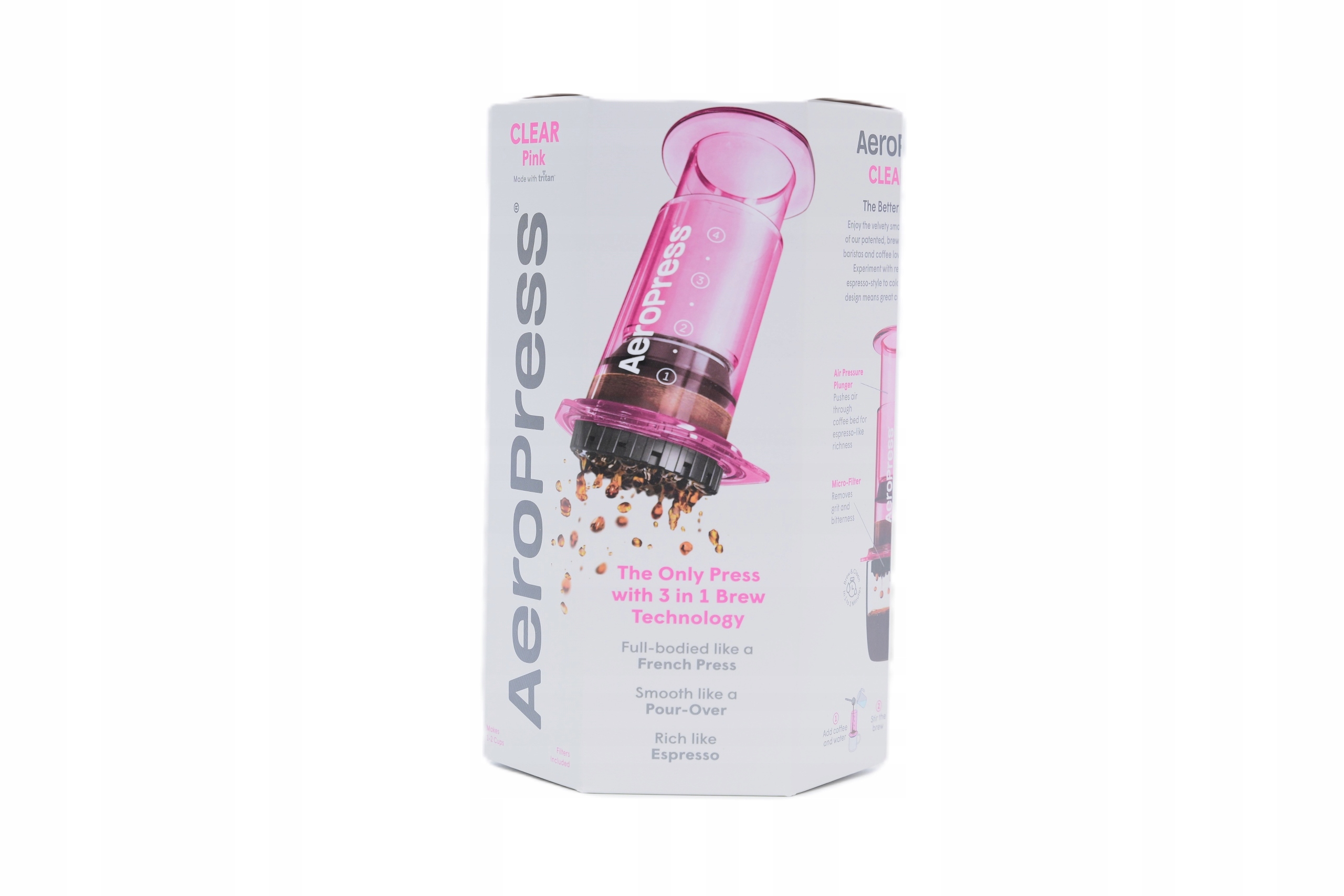 Kávovar AeroPress Clear Pink 250 ml Růžový