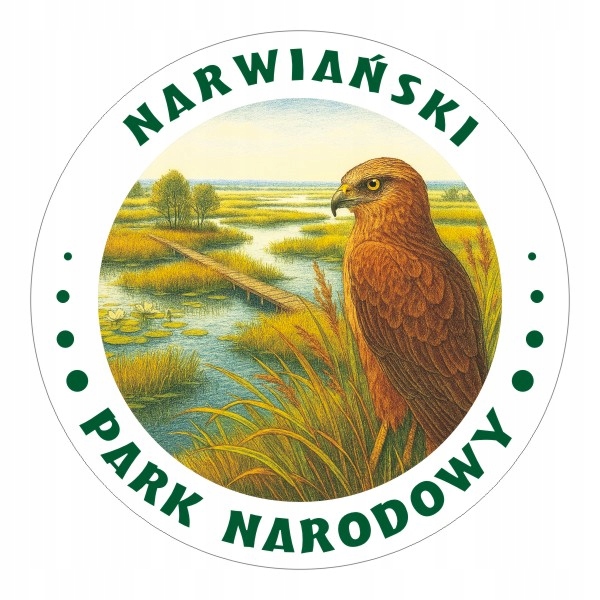 Naklejka 8 cm Narwiański Park Narodowy z Błotniakiem Stawowym