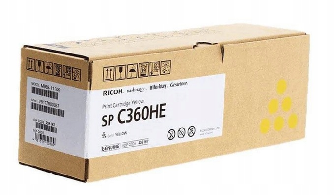 Toner Ricoh Sp C360HE 408187 Originál Yellow SPC360 SPC361 žlutý