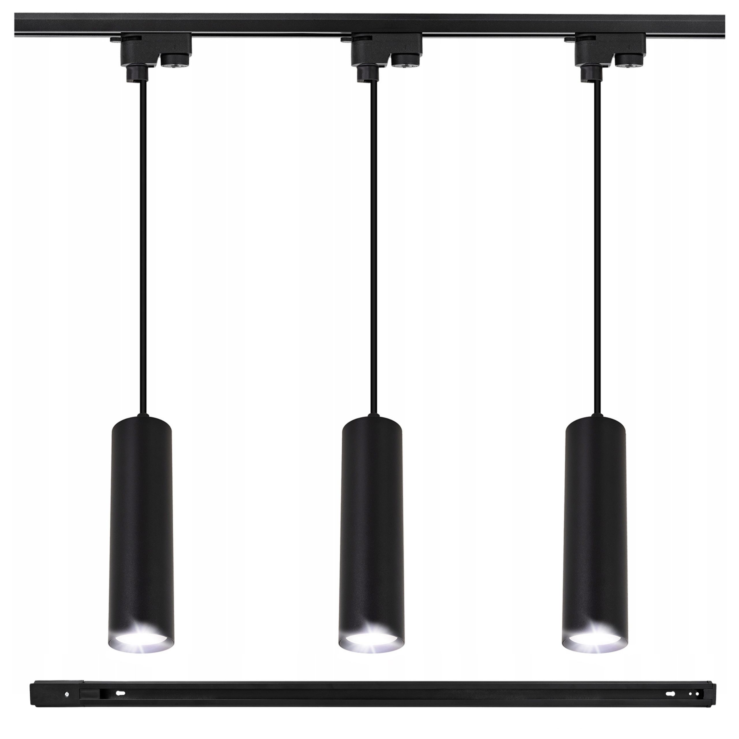 závěsné stropní svítidlo Kolejnice 1 m 3x GU10 Tuba Černá do kuchyně