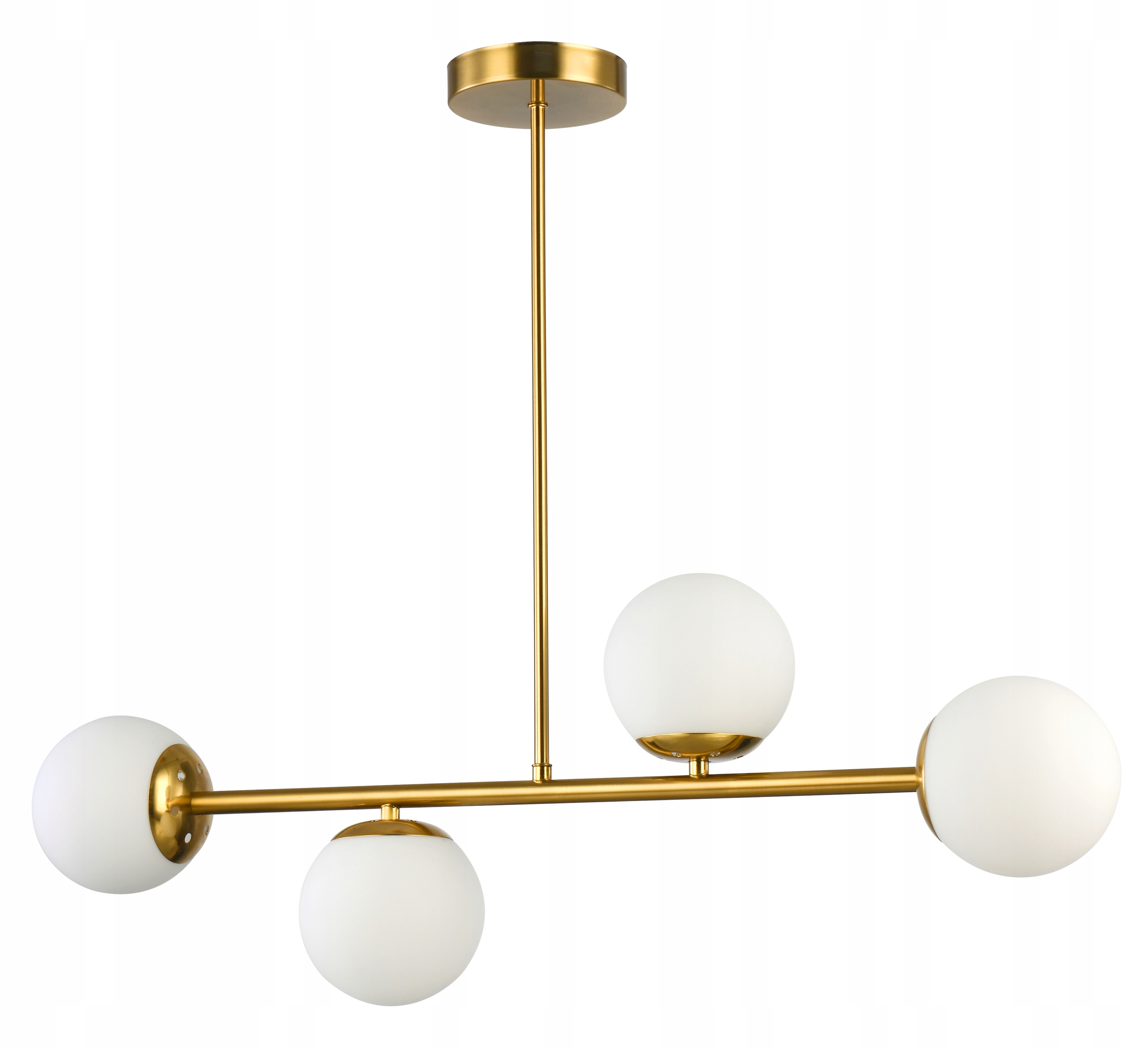 Lampa sufitowa wisząca żyrandol szklana kula 4x e27 Loft 75cm złoty biały