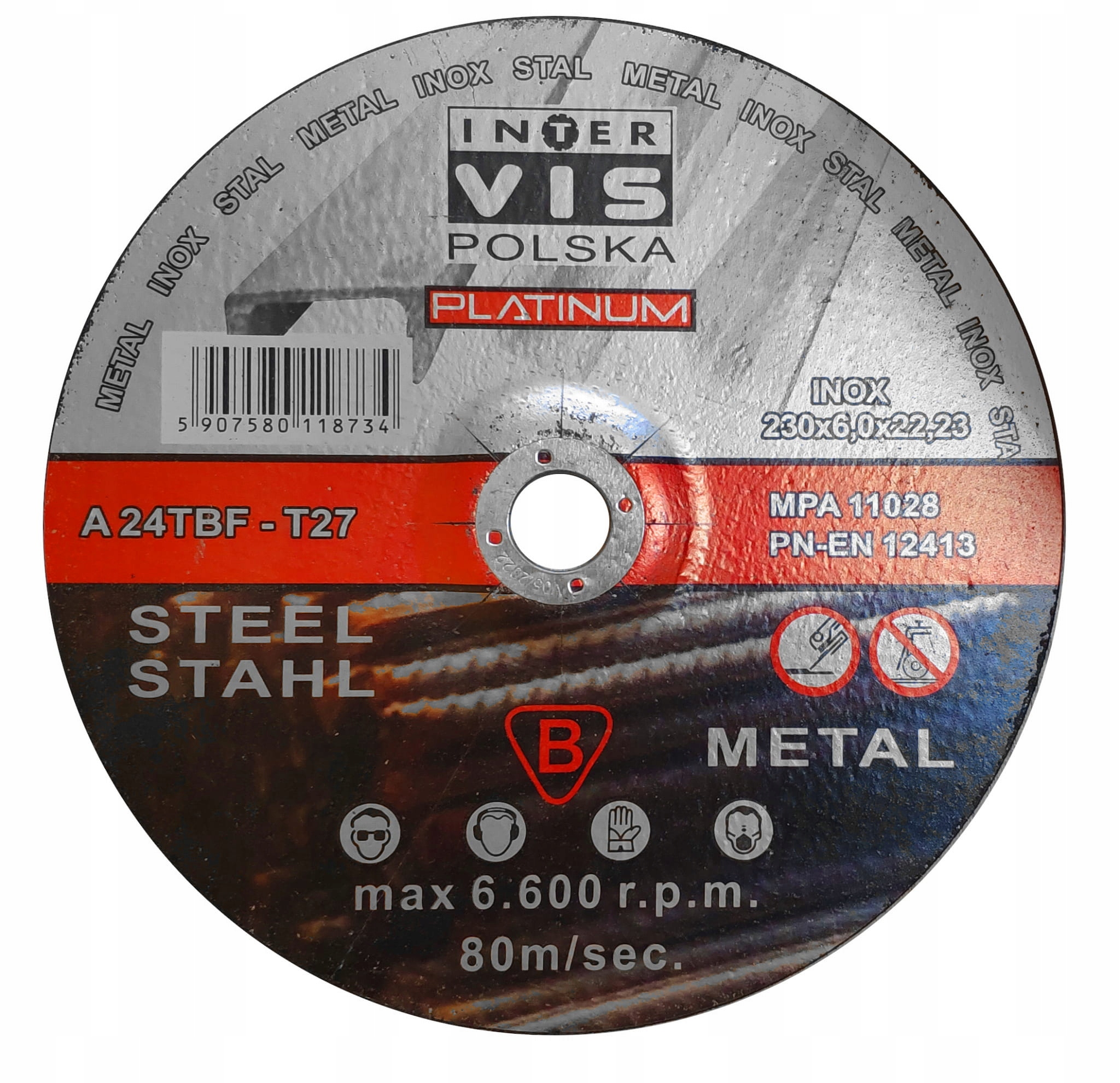 TARCZA DO SZLIFOWANIA METALU 230 X 6 MM INOX