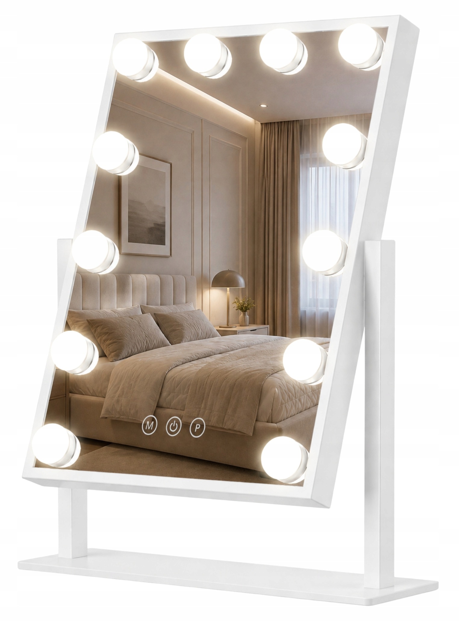 Zrcadlo 12LED podsvícené 30x40 cm Kosmetické na líčení Hollywood