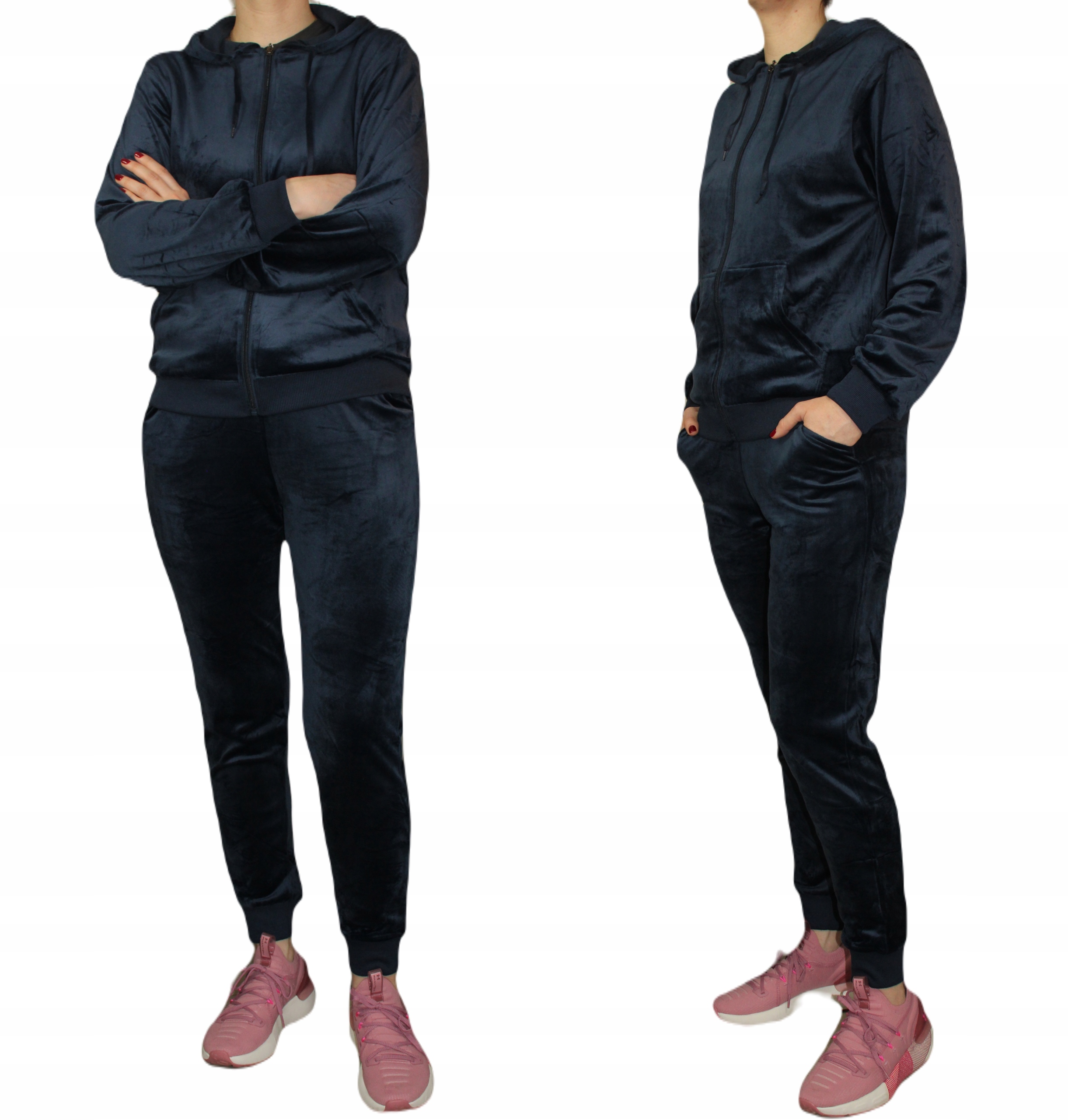 DRESOWY DAMSKI KOMPLET WELUROWY NOGAWKA NA ŚCIĄGACZU ROZMIAR L Marka inna