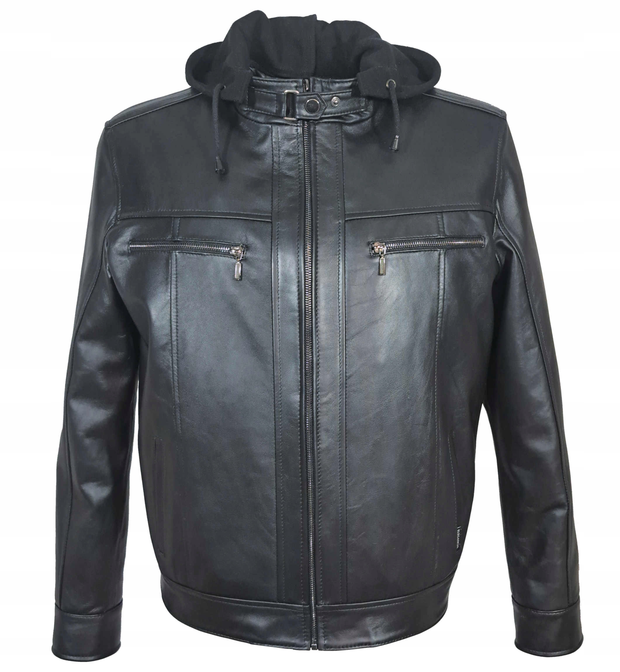 Czarna Pilotka Kurtka Męska Skórzana Ocieplana Kaptur XXL Skóra Naturalna