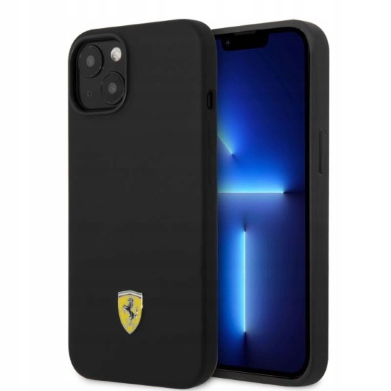 Etui Ferrari Silicone Metal Logo Magsafe na iPhone 14 czarne Ferrari