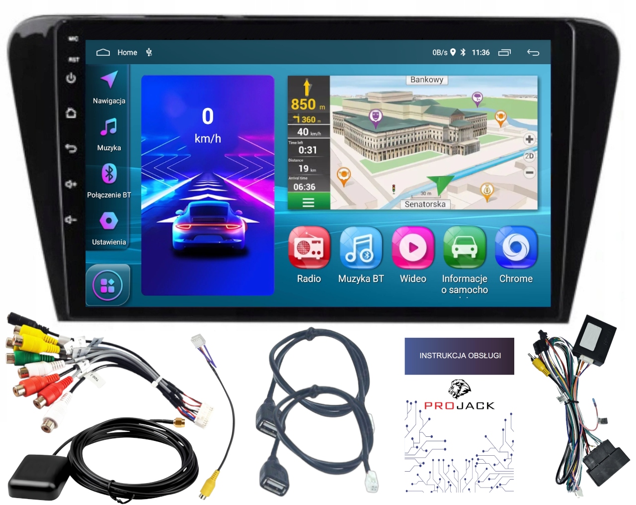 Android Auto Rádio Skoda Octavia 3 2013-2019 Wifi Usb Bt 2/64GB