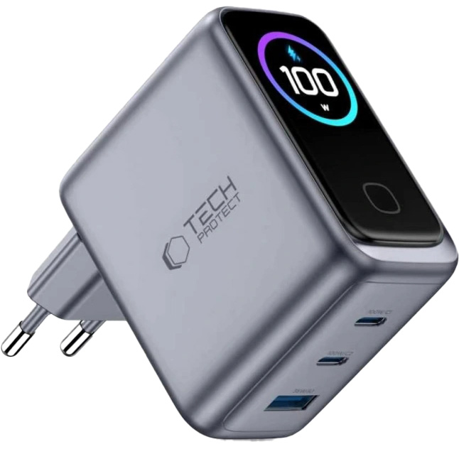 Síťová nabíječka Tech-Protect 100W 2 x Usb-c, Usb-a, kompaktní, výkonná