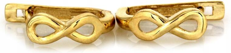 Elegantní jemné náušnice zlaté se znakem nekonečna, zlato 14k