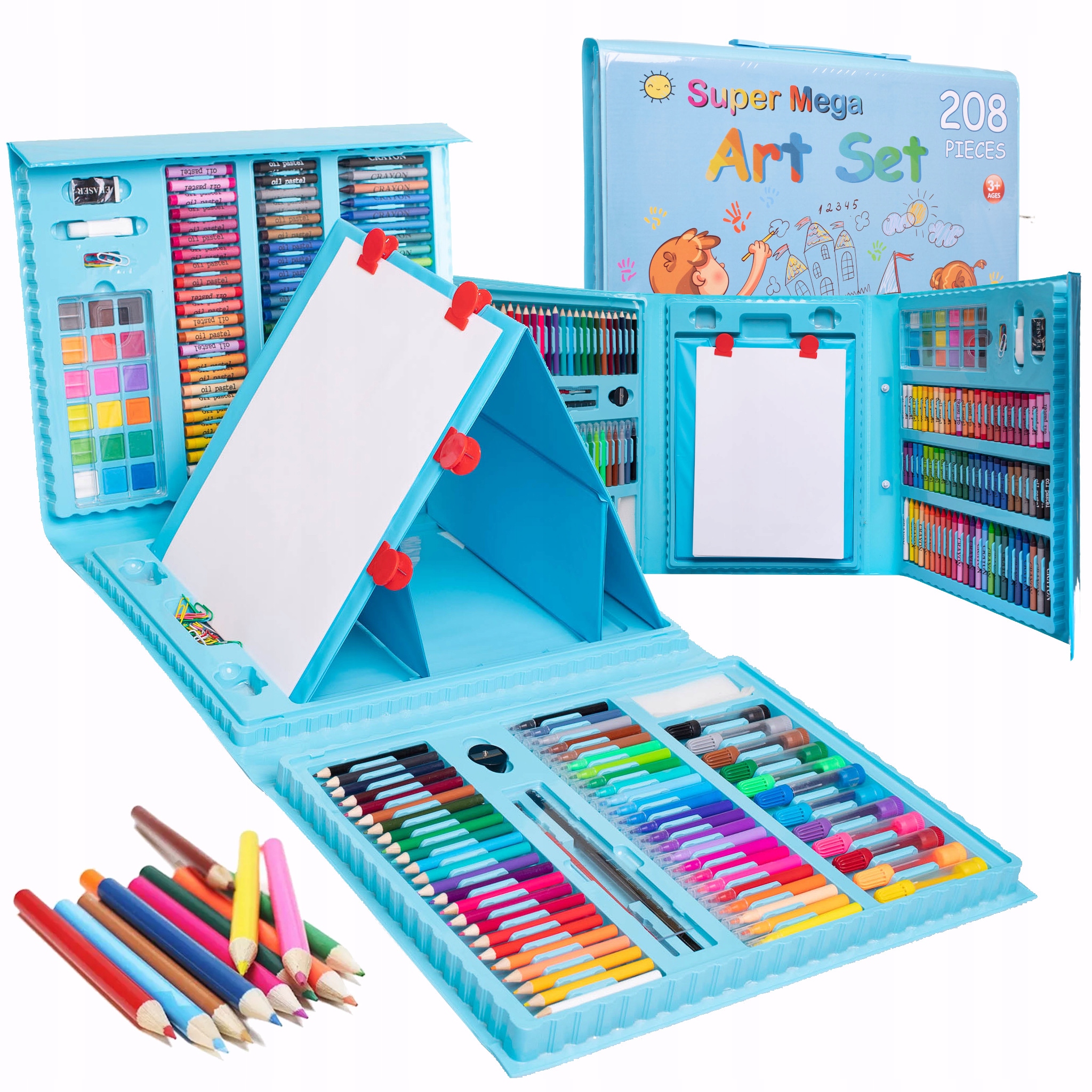 

Zestaw Plastyczny W Walizce kredki mazaki pastele