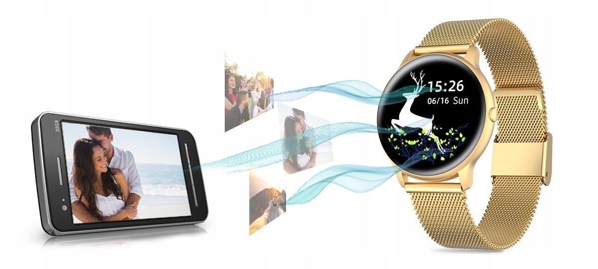 ZEGAREK SMARTWATCH DAMSKI G.ROSSI - ZŁOTY Kształt koperty okrągła