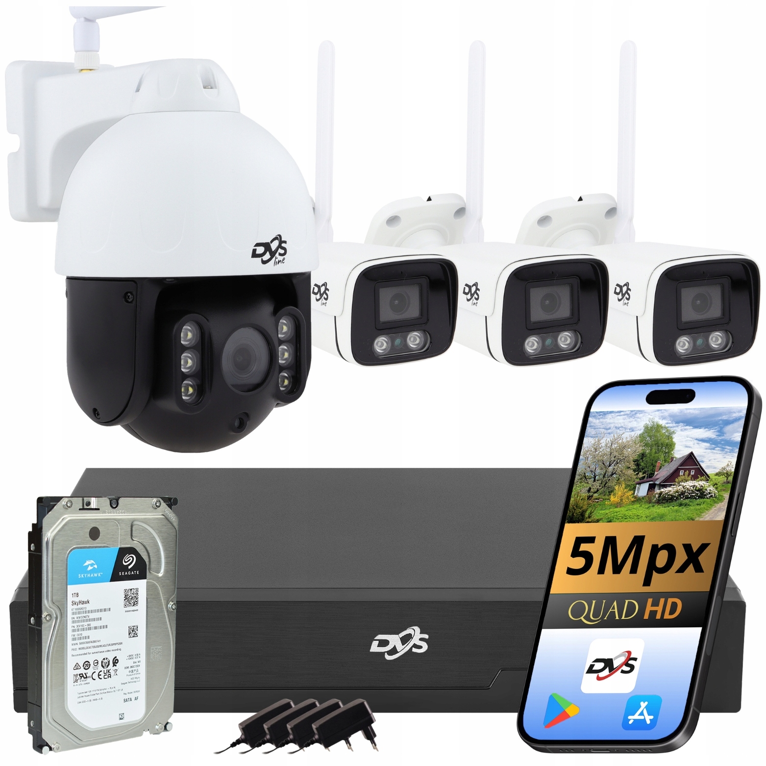 Sada Wifi Kamer Pro Monitorování Domu 3 Kamery 1 Otočná 1TB Camhipro