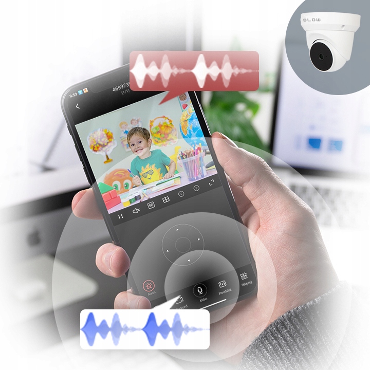 KAMERA WiFi ZOOM ZWNĘTRZNA WEWNĘTRZNA 3MP OBROTOWA 360 STOPNI INTERKOM IP66 Szerokość produktu 11 cm