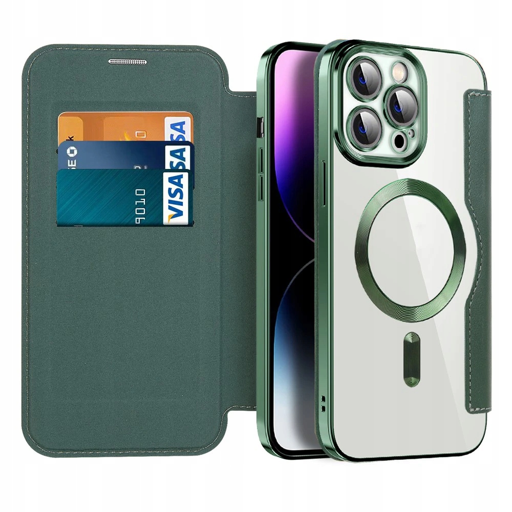 Techsuit SmartMag Book etui na iPhone 14 Pro Max zielone