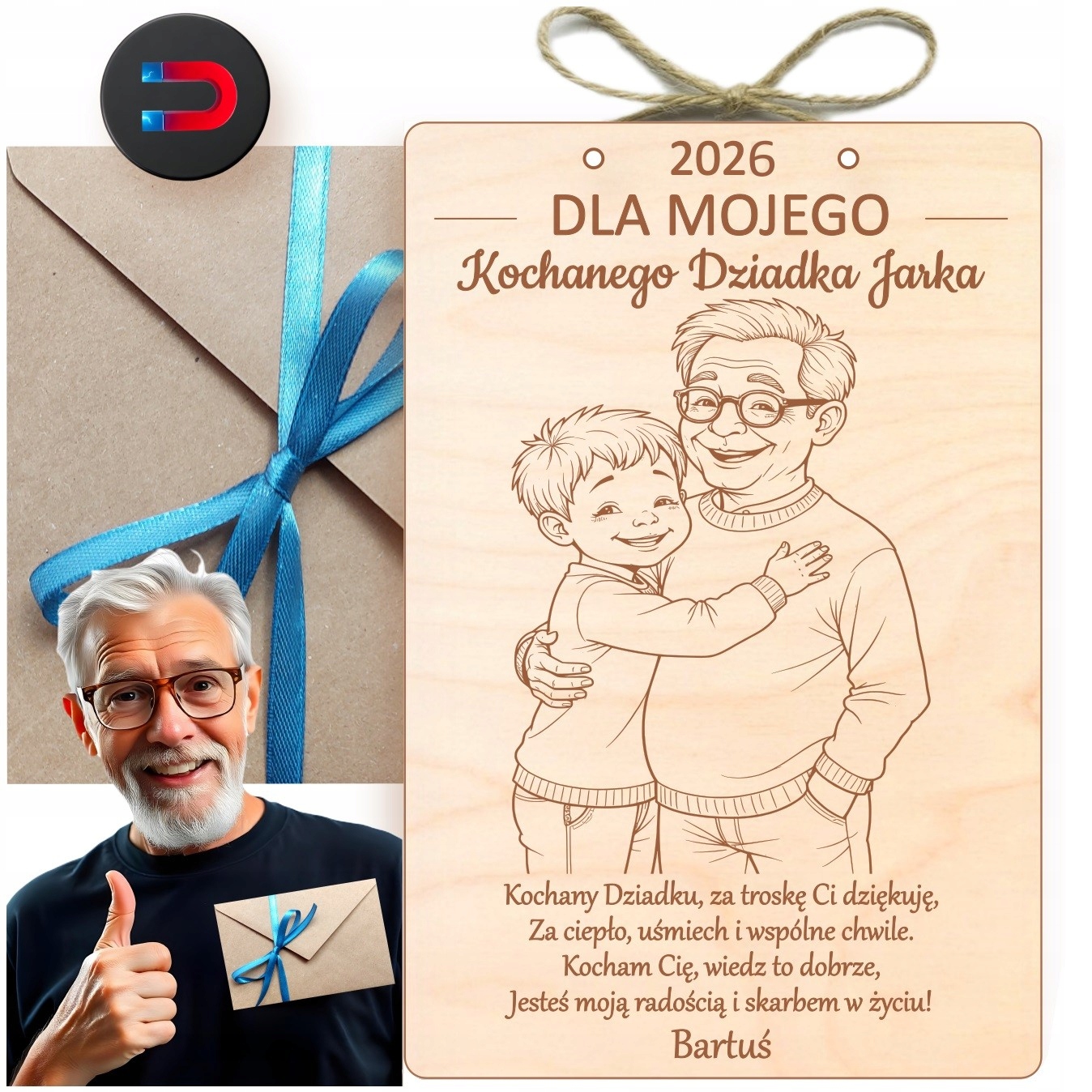 Dřevěná Cedulka S Magnetem Na Den Dědečka Dárek Od Vnučky