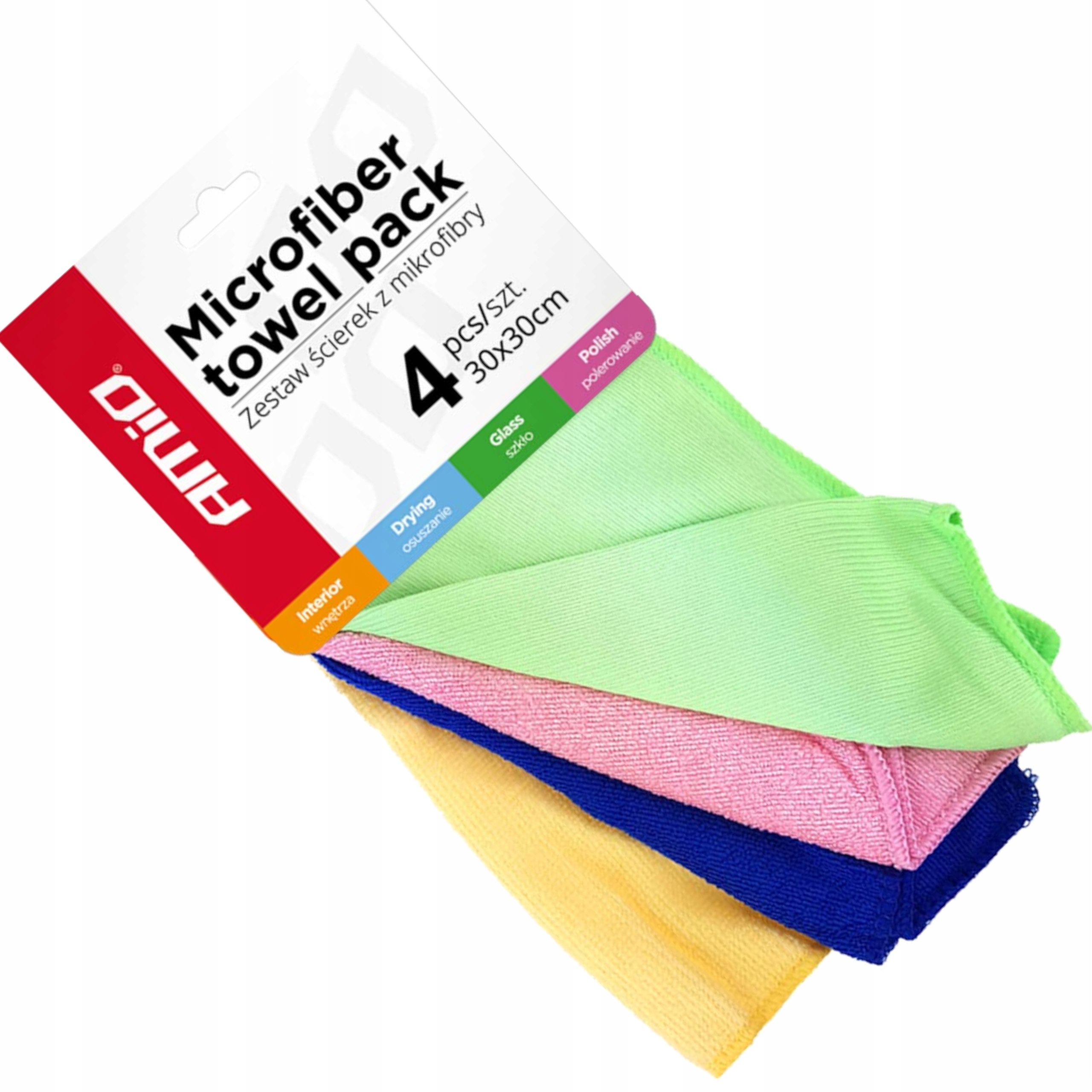 Niezbędny Zestaw ściereczek z mikrofibry do samochodu 4 typy AMIO-01983