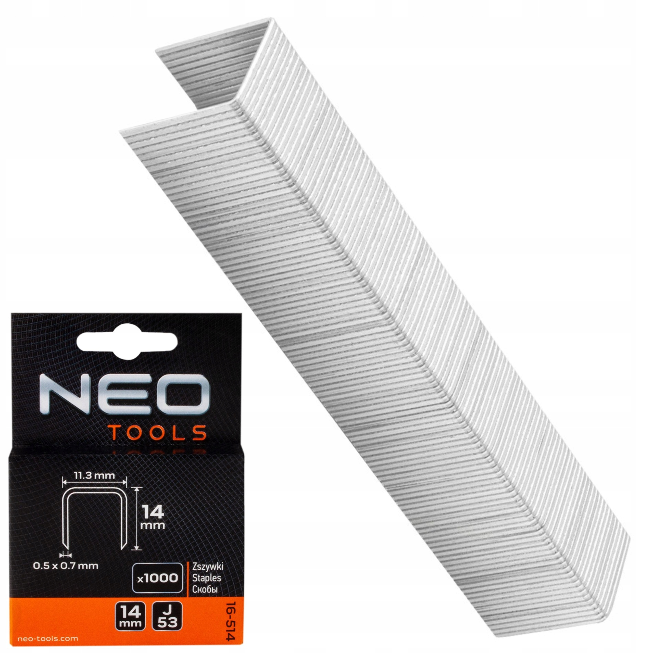 NEO ZSZYWKI TRWAŁE 11.3X14MM 0.7MM 1000SZT TYP J DOBRE DO TAPICERKI 16-514