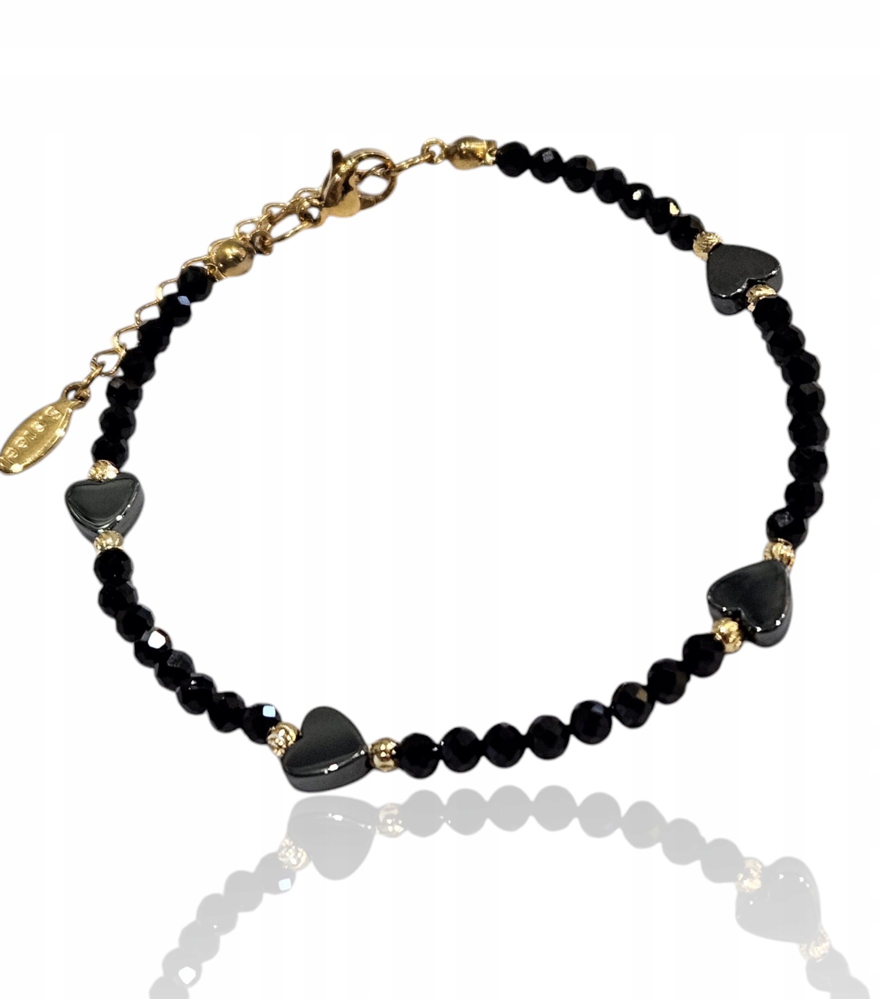 Bransoletka Czarny Turmalin Hematyt Serce