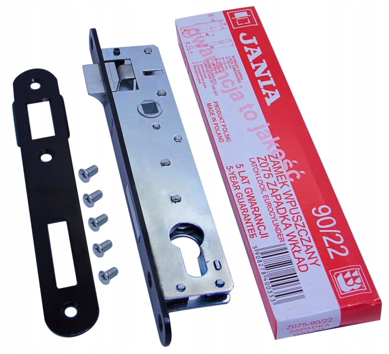 ZAMEK DO FURTKI BRAMKI NA WKŁADKĘ WĄSKI 90X22mm DO PROFILU 40x40 JANIA