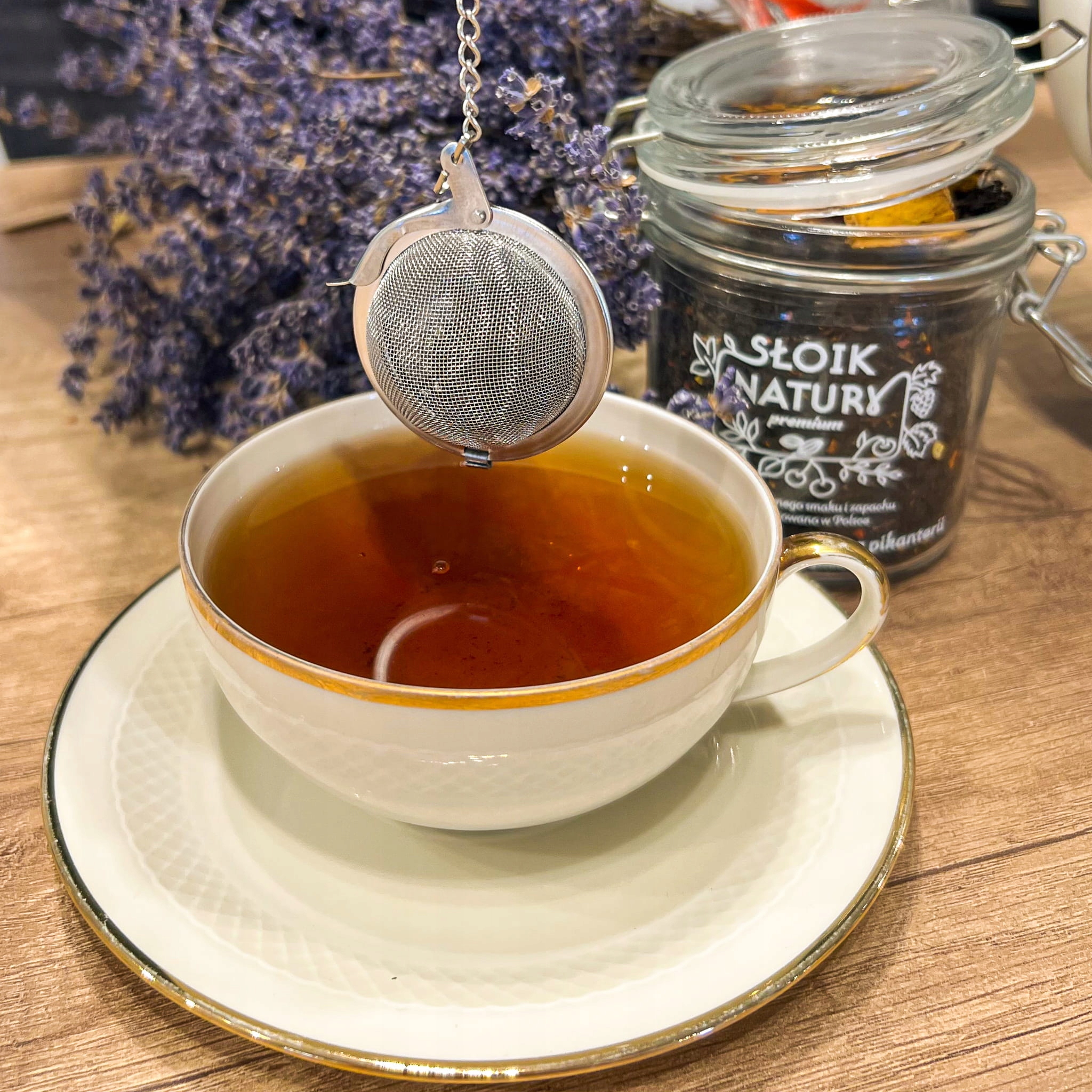 Filtr sitko sito zaparzacz do herbaty ziół kubka dzbanka KULKA na łańcuszku Kod producenta OD1725