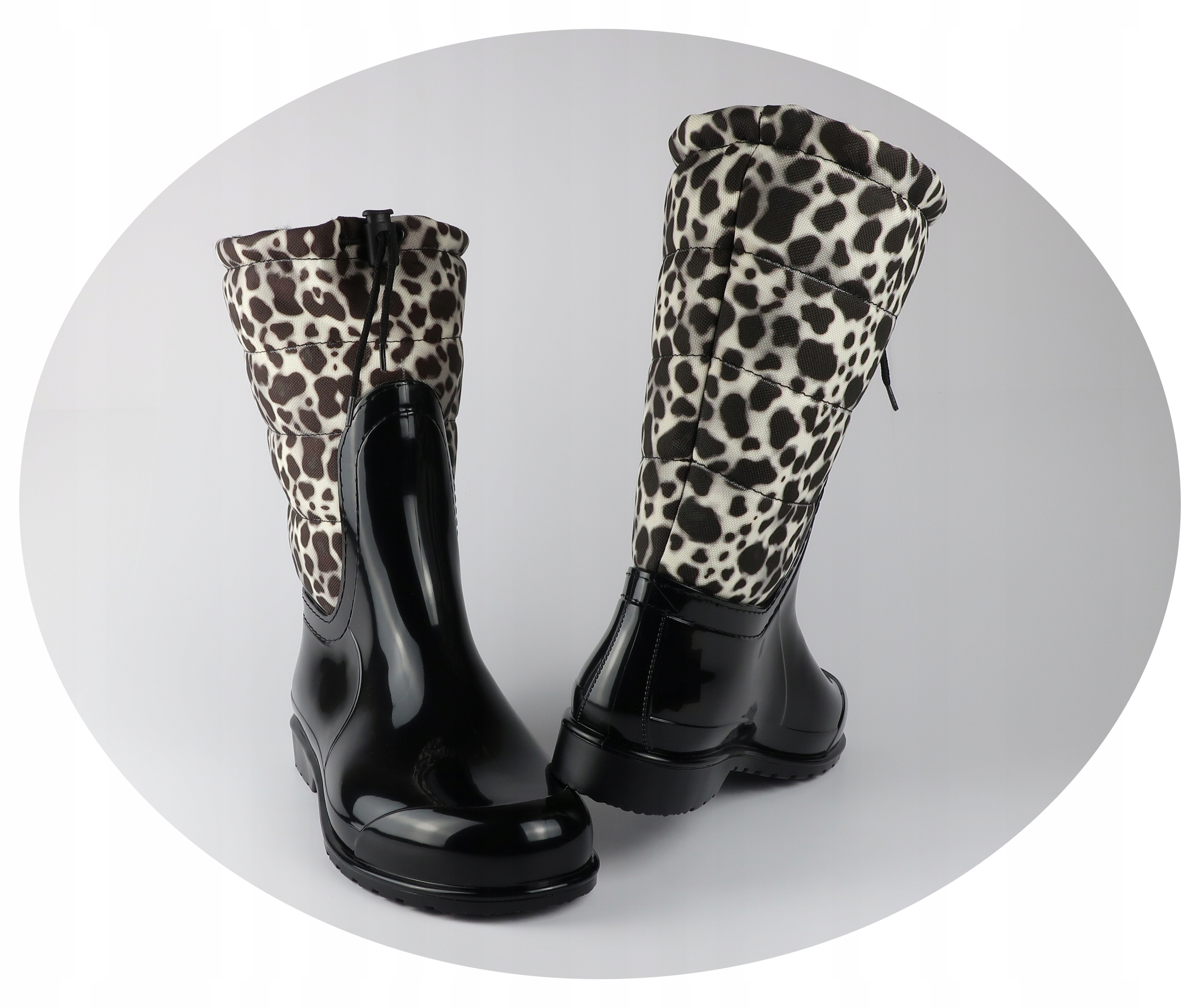 POLSKIE STYLOWE KALOSZE DAMSKIE MUFLON PANTERKA 36 Model CZARNY