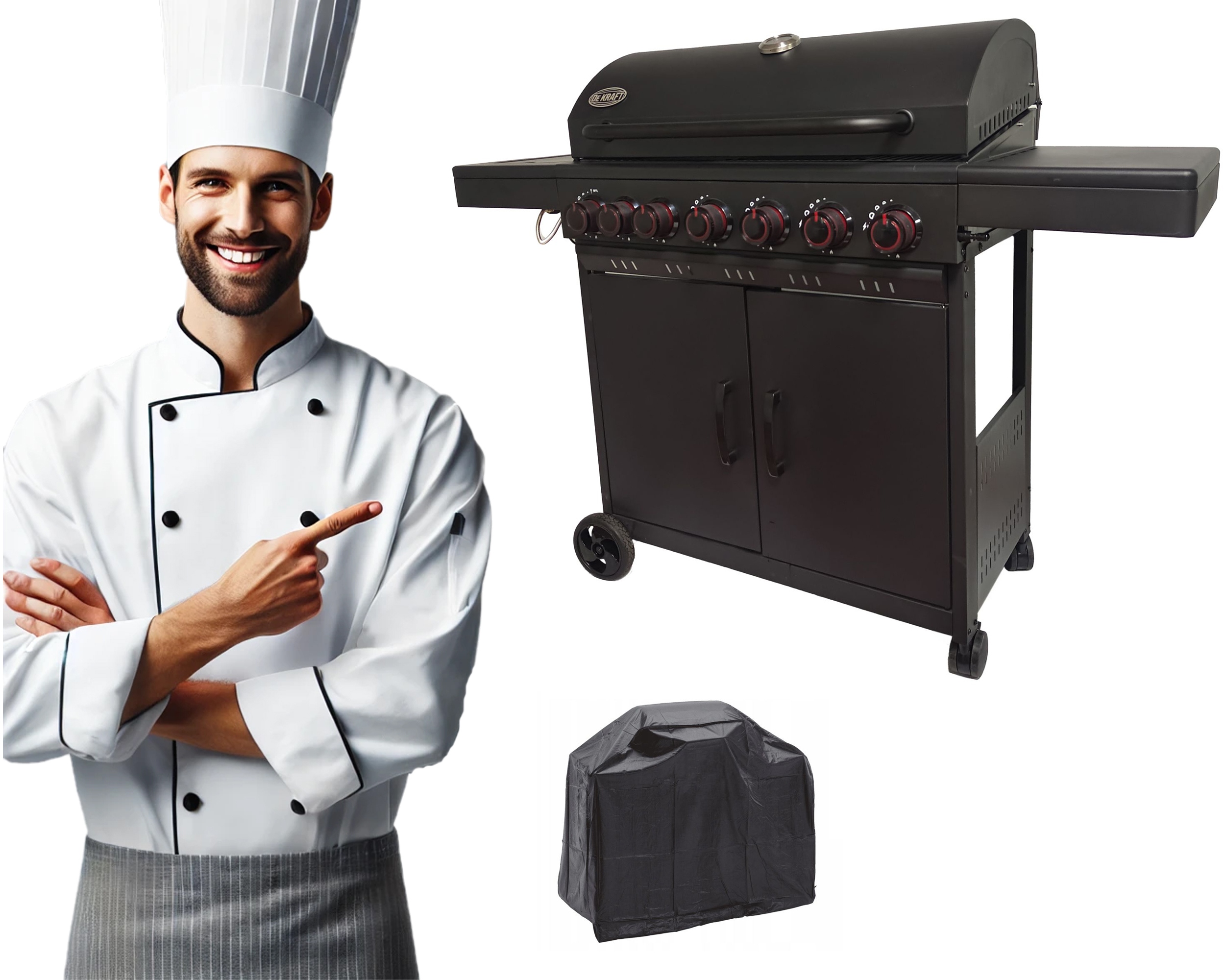 Grill Gazowy Dekraft Nevada XXL 6+1 15,1 kW ruszt żeliwny pokrowiec