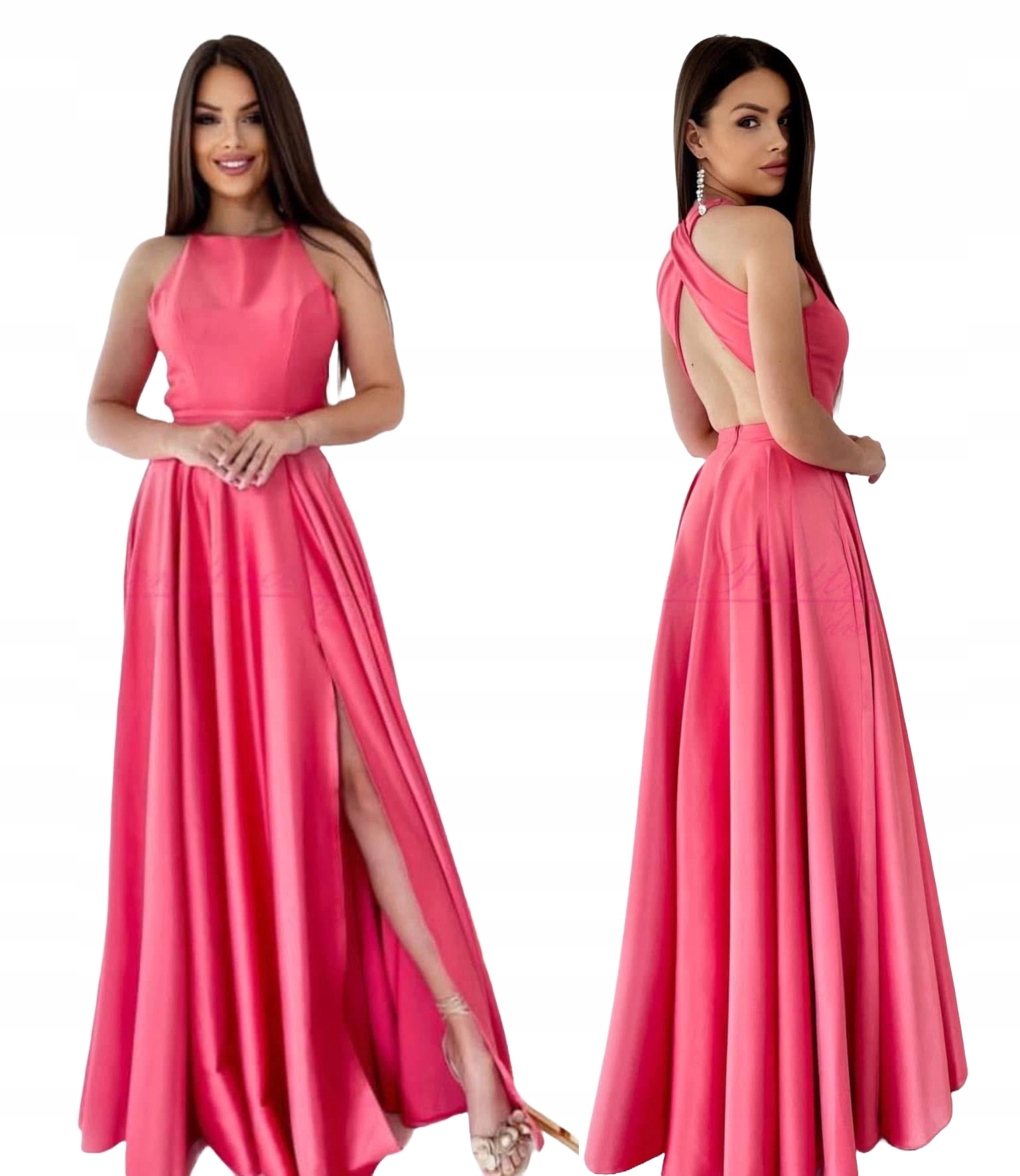 Lanciano Korálová Dlouhá Šaty s rozparkem na svatební hostina, upravená Xs