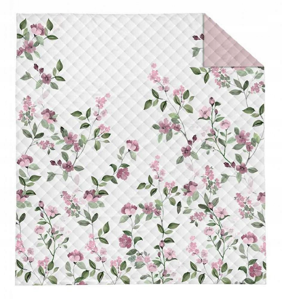 Přehoz 220x240 pudrově růžový s květy Holland