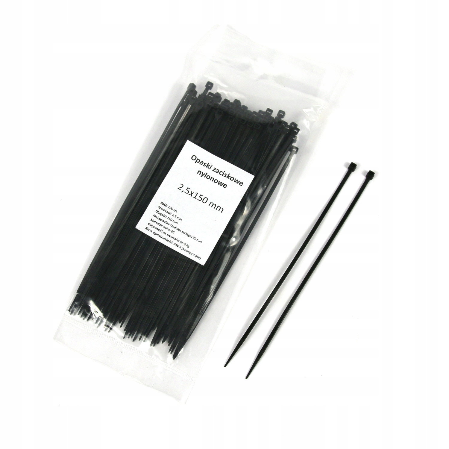 

Opaski zaciskowe nylonowe 2,5x150mm 100 szt
