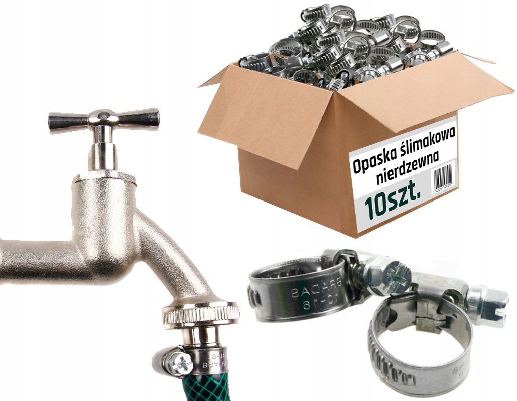 OPASKA OBEJMA ŚLIMAKOWA ZACISKOWA nierdzewna na rurę regulacja 12-22mm 10sz