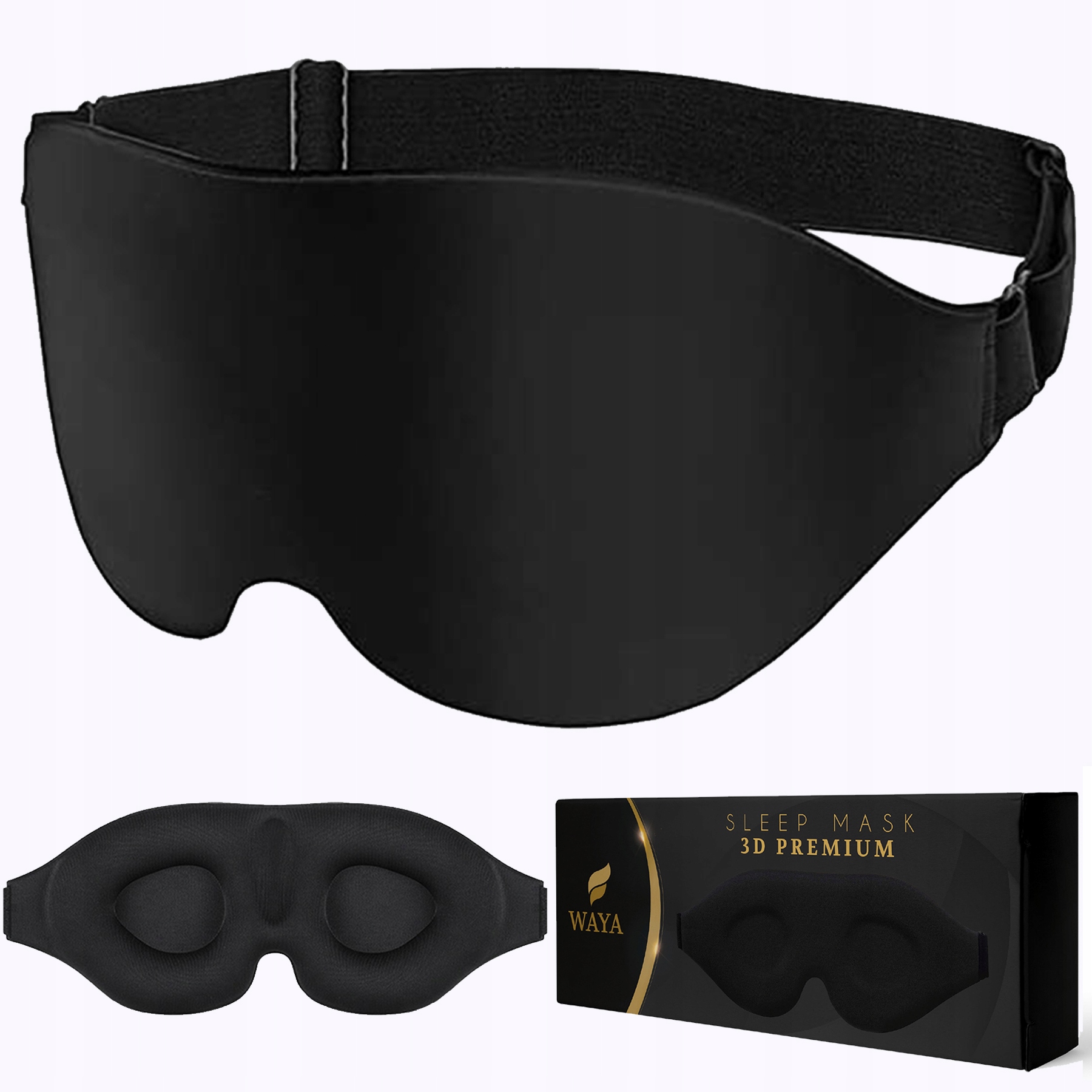 Maska Na Oczy Do Spania Opaska Premium WAYA 3D Kolor czarny