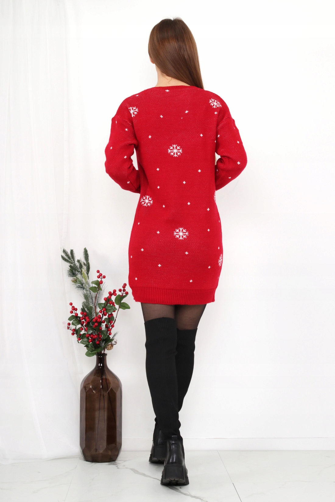 SWETER DAMSKI KOBIECY TUNIKA DŁUGI CIEPŁY ELEGANCKI ŚWIĄTECZNY ZABAWNY 2226 Model 2226