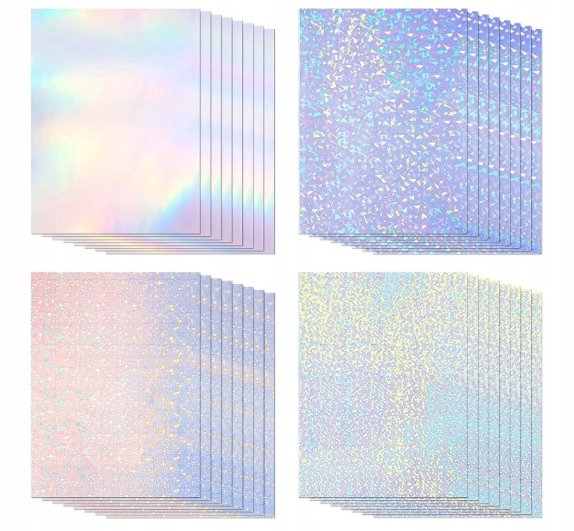 Folia Holograficzna A4 32szt Samoprzylepna Diy Błyszcząca Winylowa