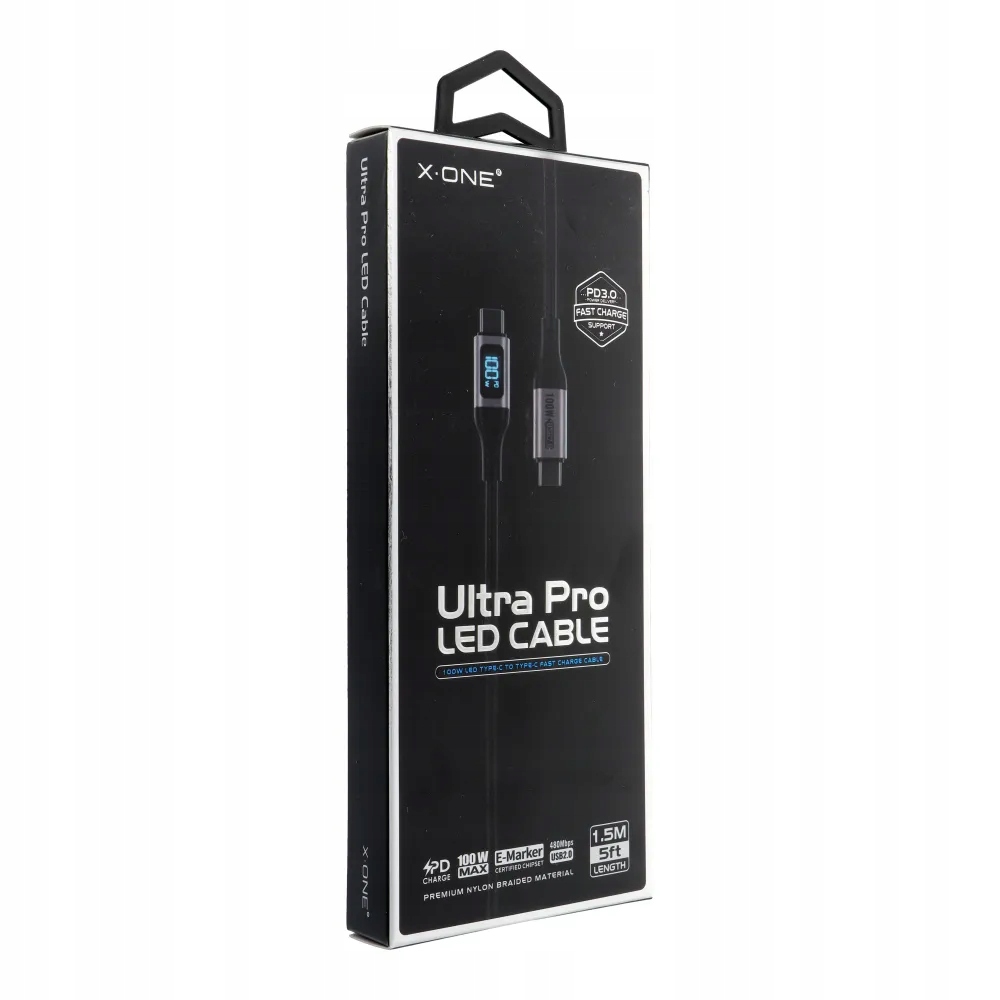 Kabel Usb X-one Ultra Pro Led typ C do C max 100W
