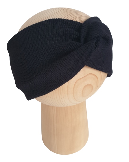 

Opaska Przeplatana Węzeł Prążek Czarny 44-47cm