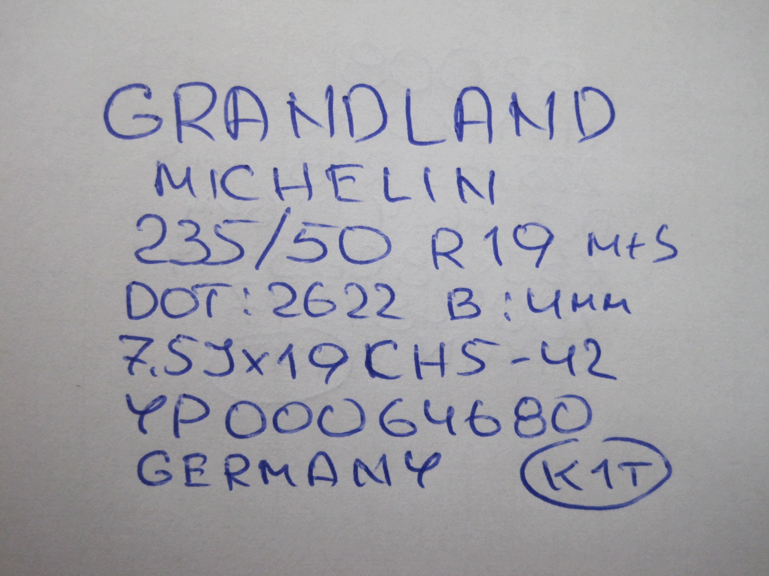 wheels discs tyres OPEL GRANDLAND R19 M+S 4 MM
