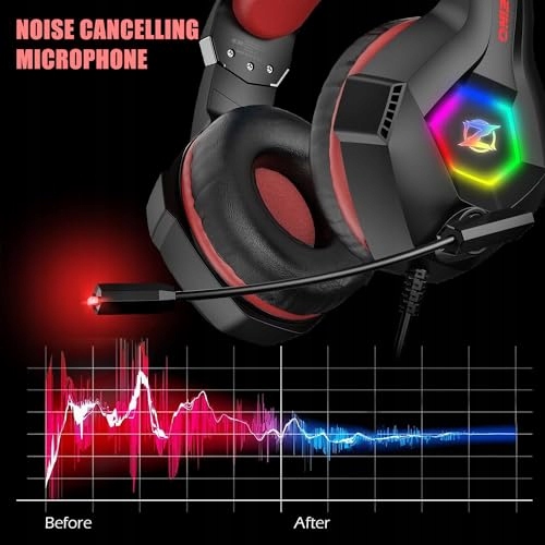 OZEINO Gaming Headset RGB Stereo PS4 PS5 PC Xbox Switch Pink — miniatura 3