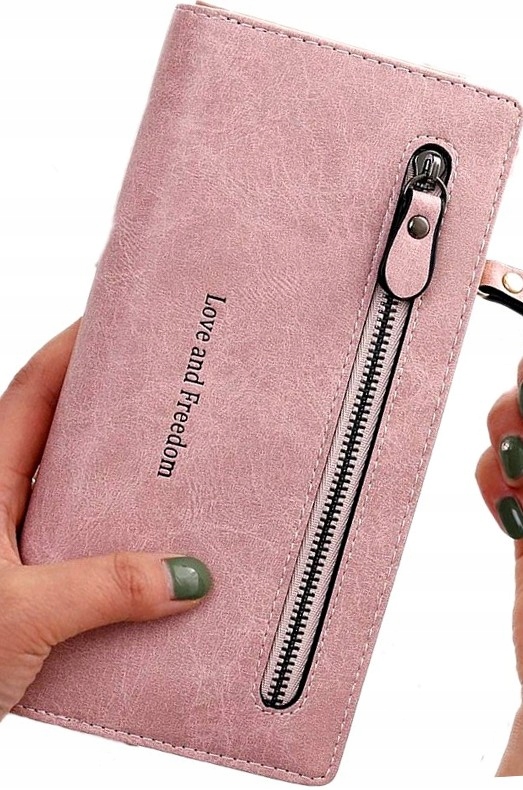 

Skórzany Duży Portfel Damski zamek skóra Podwójny