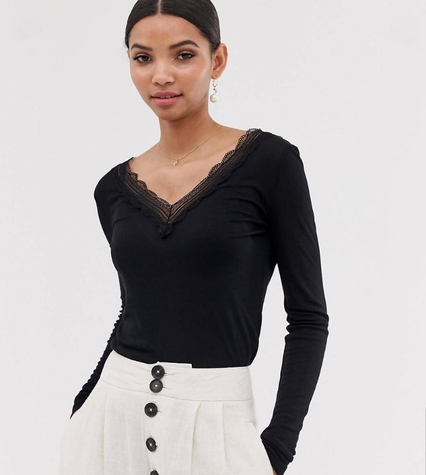 

Asos_vila Blluzka Z Koronką Długi Rękaw