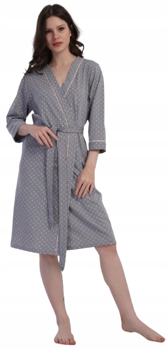 Tenký Župan Bavlna Celoroční Bavlněný Šedý Župan S