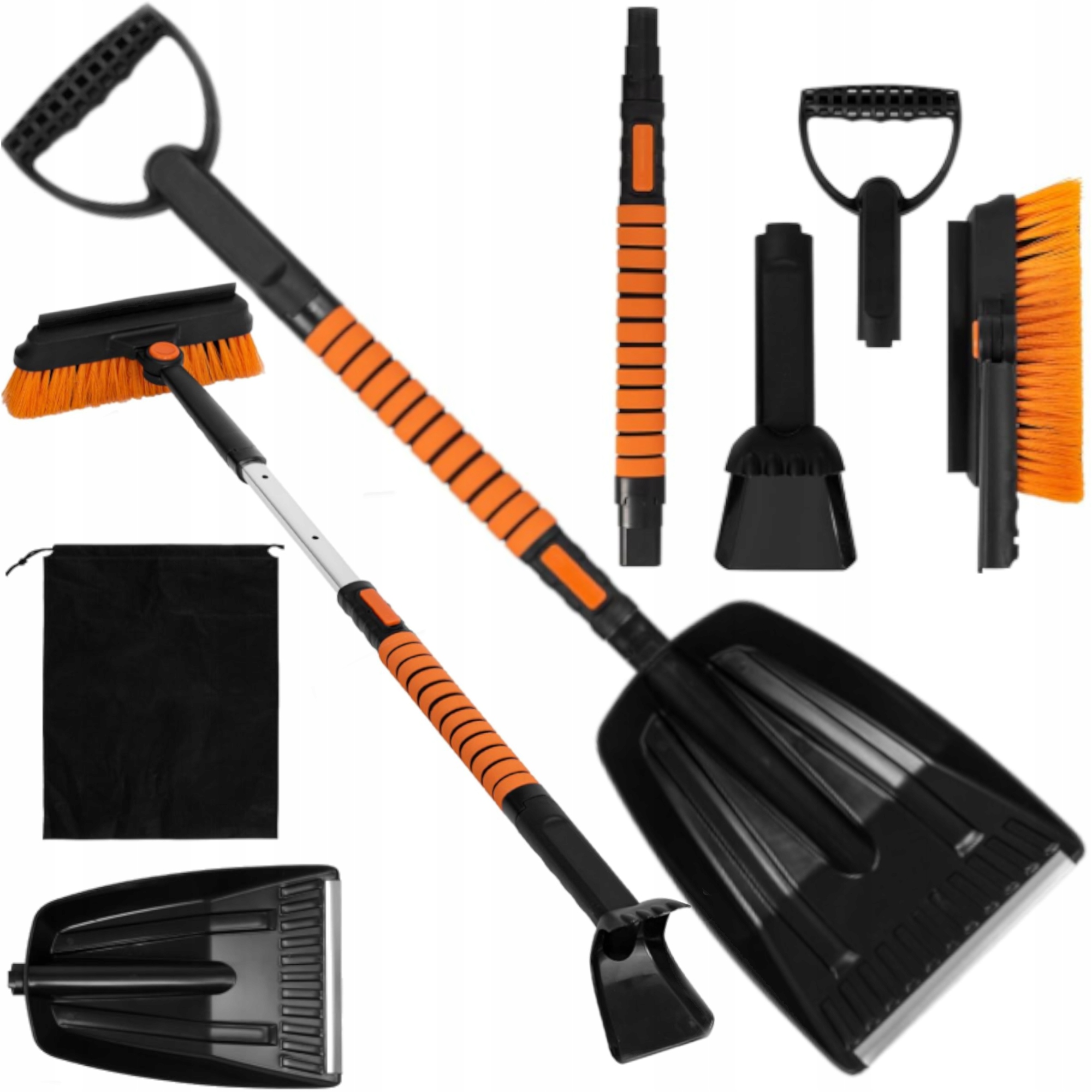 Teleskopická Škrabka Na Sklo 3v1 Lopata Na Odklízení Sněhu Škrabka Kartáč