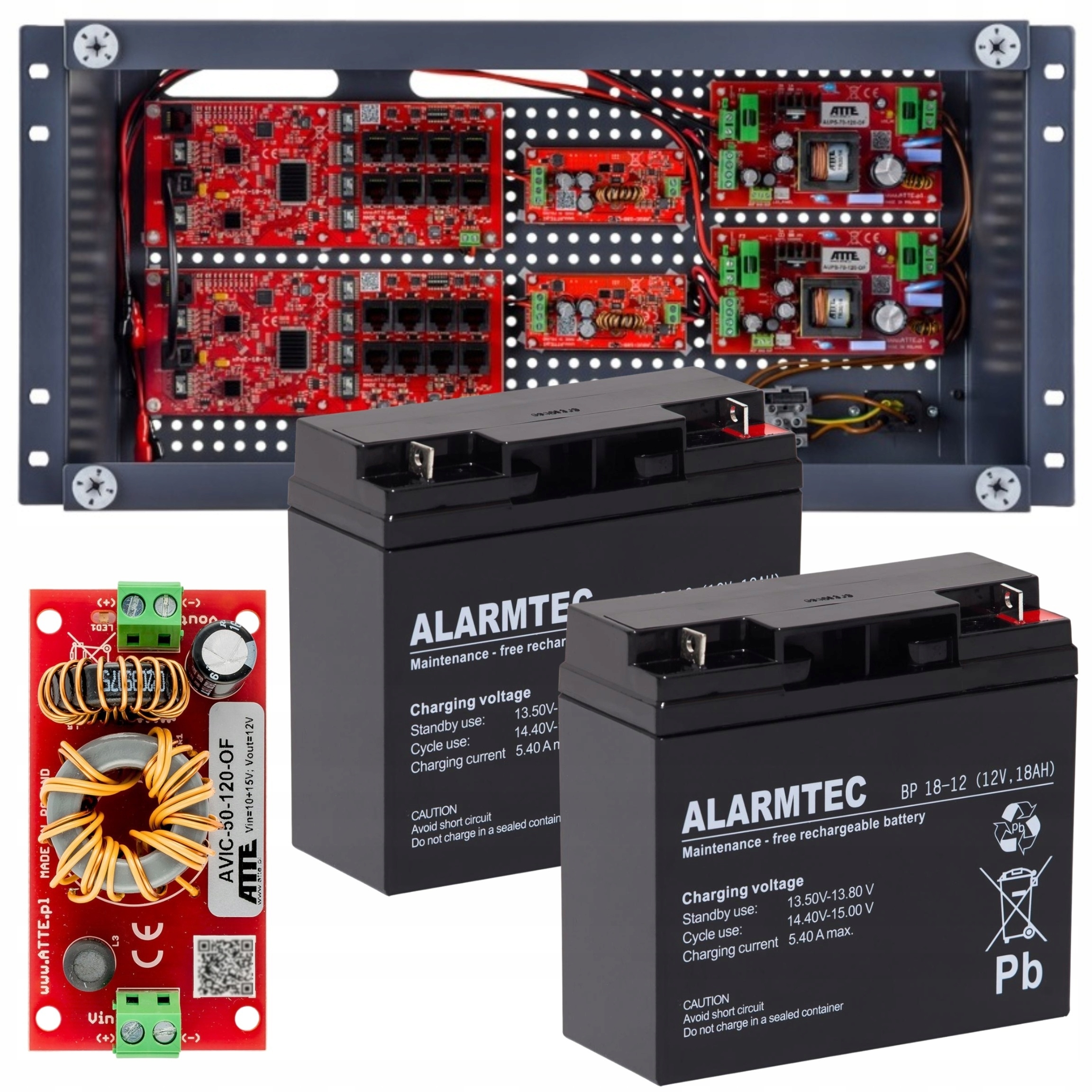 Sada vyrovnávacího napájení 16 kamer PoE 2x akumulátor 12V měnič napětí 50W