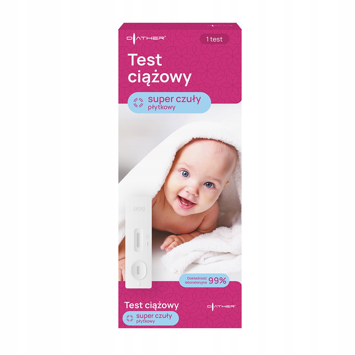 Test ciążowy płytkowy czuły 10 mlU/ml Zestaw 40 sztuk