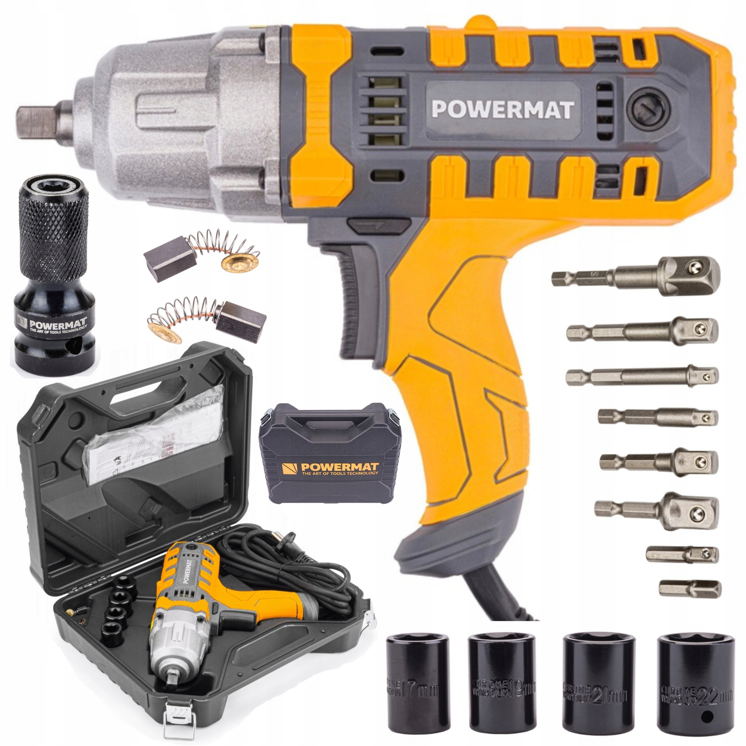 UDAROWY KLUCZ ELEKTRYCZNY KÓŁ 800NM 1/2 + ADAPTERY