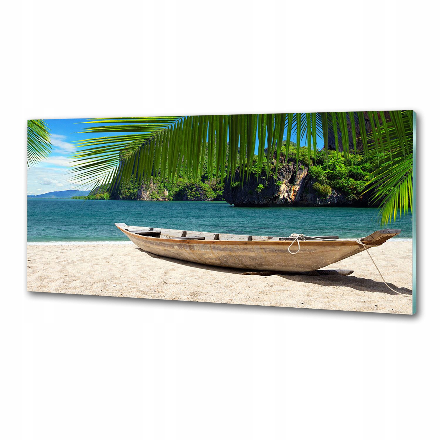 Kuchyňský panel Loďka na pláži 125x50 cm Lepidlo