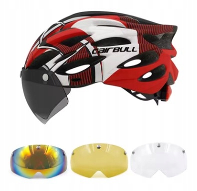 Červená cyklistická přilba 4 Rychlé Led světlo 54-62 CM M/L