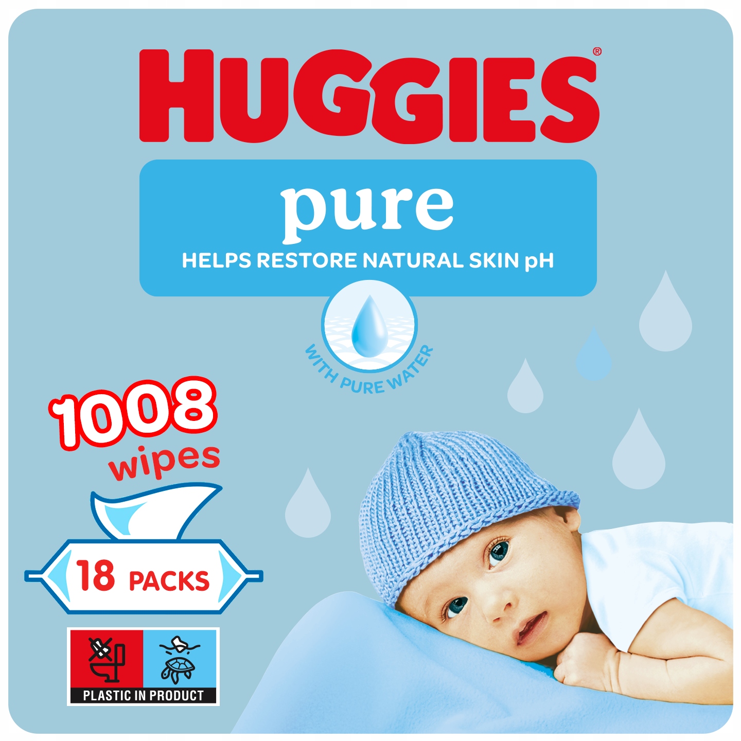Huggies chusteczki nawilżane Pure 18x56szt